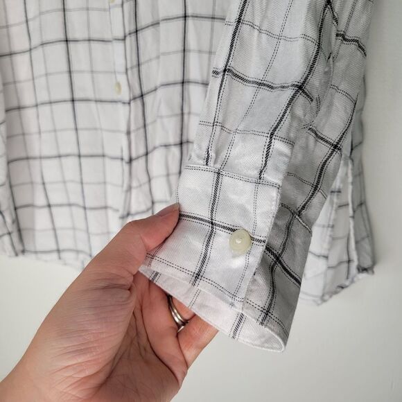 Old Navy White Grid Button Down Shirt Long Sleeve M - Picture 3 of 5